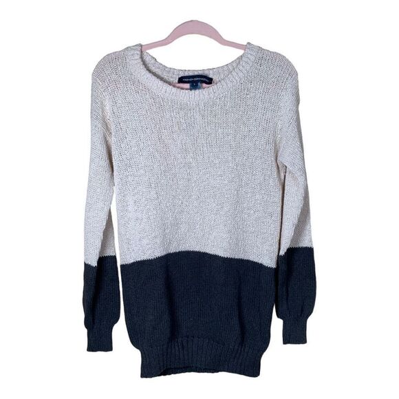 French Connection Women's Cream & Black Color Block Pullover Sweater Siz… - Picture 1 of 4